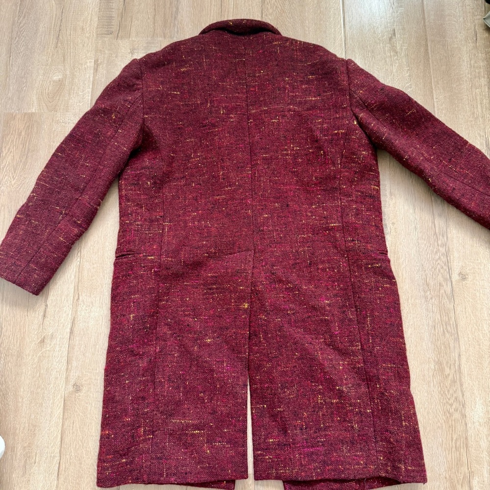 Celine Burgundy 100% Wool Coat Outwear Open Front Size 36 / US S - Picture 4 of 7